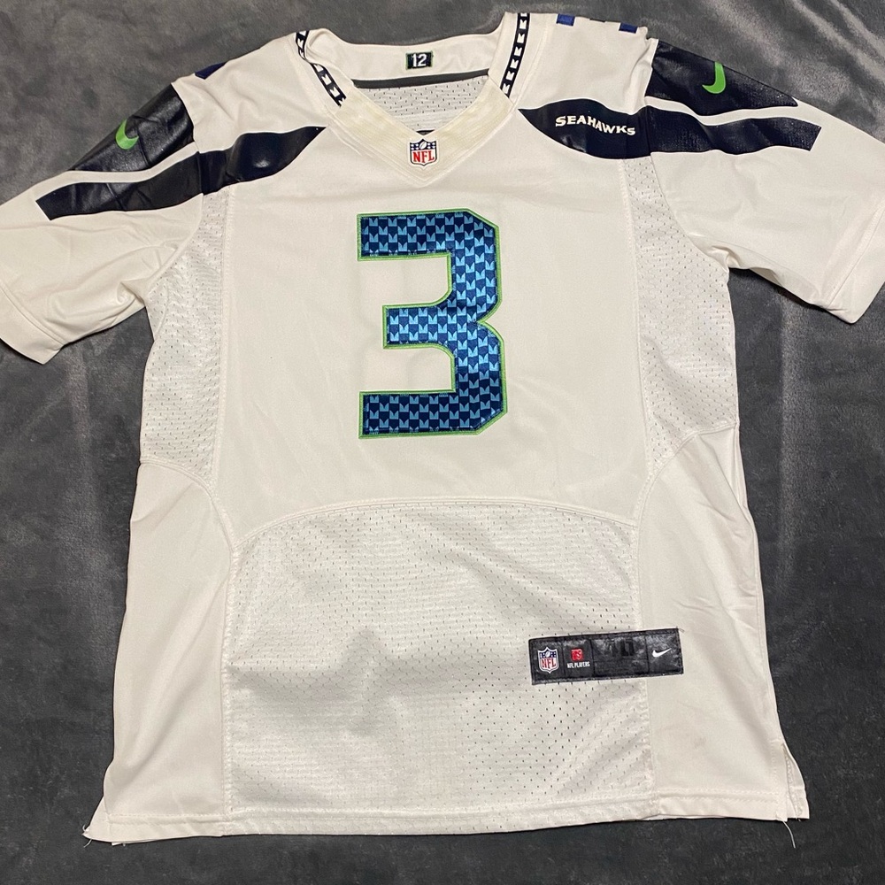 NIKE WHITE NFL RUSSELL WILSON 3 SEATTLE SEAHAWKS FOOTBALL JERSEY Size MEN 40 M/L